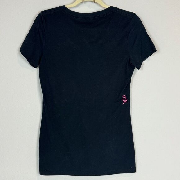 Fox T-shirt Black V-Neck Pink Logo S - Picture 4 of 7